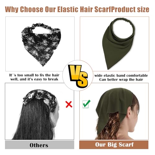 Gjinxi 5-Pack Triangle Bandana Elastic Headbands Solid Color