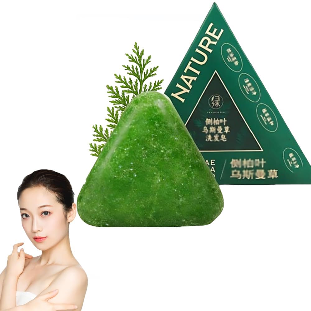 Nature Triangle Shampoo Bar - Green Usman Grass Soap for Calming Hair | Unisex Hair Care Solution