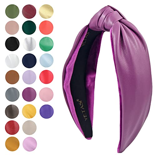 YETASI Orchid Purple Leather Knotted Headband for Women