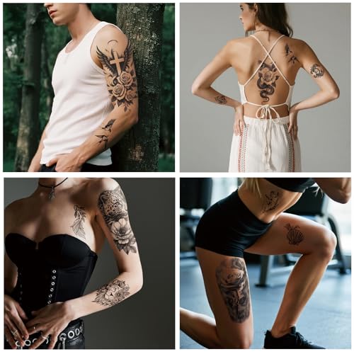 Flower Temporary Tattoos Set - 92 Designs for Adults & Kids