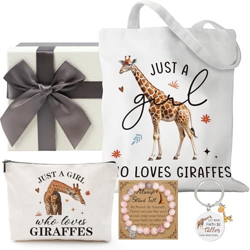 Keluna Giraffe Gift Set - Tote Bag, Makeup Pouch, Bracelet, and Keychain
