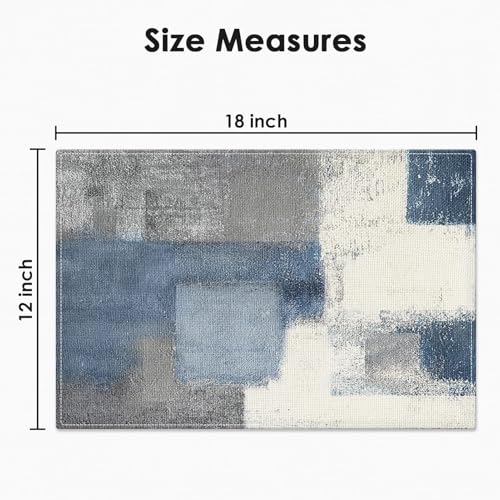 Emvency Farmhouse Placemats Set of 6, 12x18 Inch, Blue Geometric