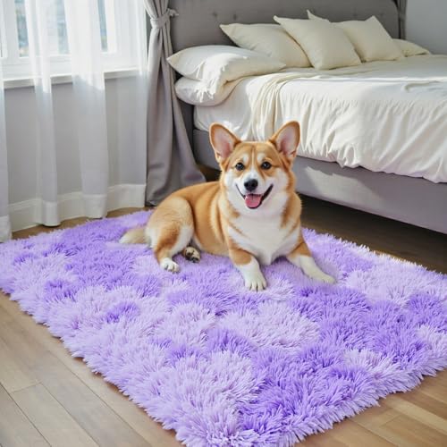 Purple Starry Small Shag Area Rug 2x3 - Soft Non-Slip Indoor Carpet
