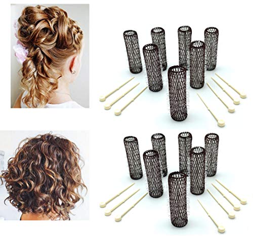 ALAZCO Vintage Style Medium Hair Rollers with Locking Pins - 14 Pack