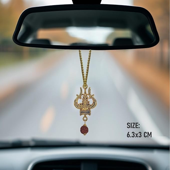 Metal Shiva Trishul Car Hanging Ornament - Pack of 2