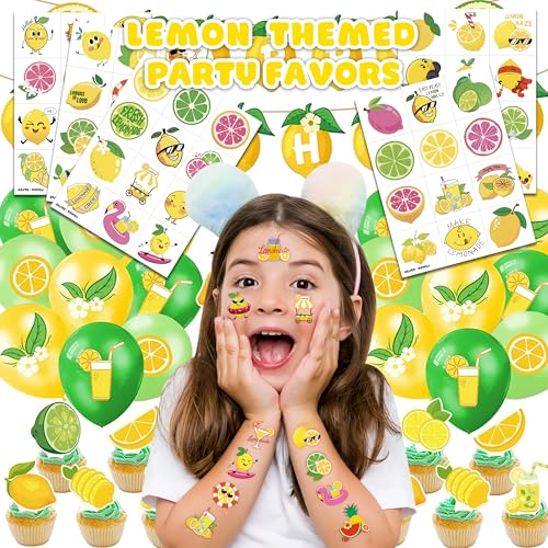 60 PCS Lemon Temporary Tattoos for Kids - Fun Party Favors
