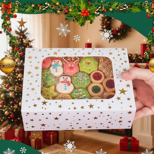 12 Pack Cookie Boxes with Window - Gold Star Dessert Packaging