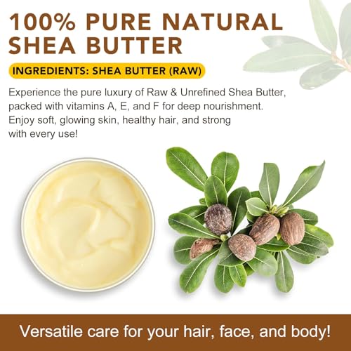 Pure Raw Shea Butter - Deeply Moisturizing Body Butter for Dry Skin, 7.8 oz