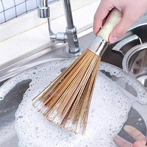 Natural Bamboo Wok Brushes - 2 Pack Kitchen Cleaning Tools
