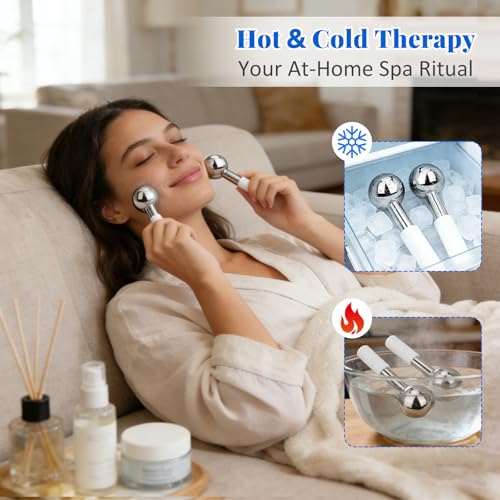 Under Eye Ice Globes - Stainless Steel Facial Massager for Puffiness & Soothing