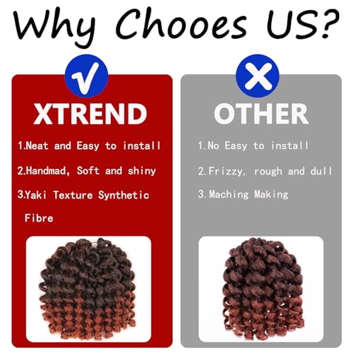 Jumpy Wand Curl Crochet Hair 8 Inch 20 Strands/Pack 75g XTREND 3 Packs