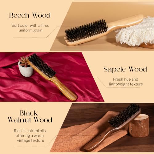STYLEMATE Sapele Wood Boar Bristle Hair Brush for Fine & Thin Hair - 1 Count