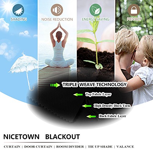 NICETOWN Blackout Curtain Panel - 42x63 Inch, Energy Efficient, Black