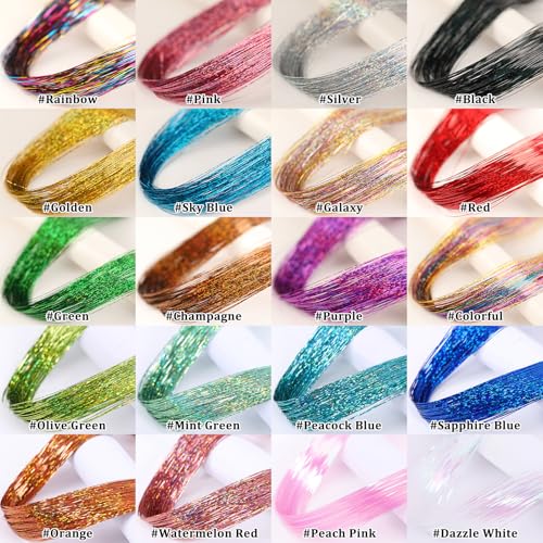 Clip-in Hair Tinsel Kit - 12 Pcs 20.5 Inch Sky Blue Extensions