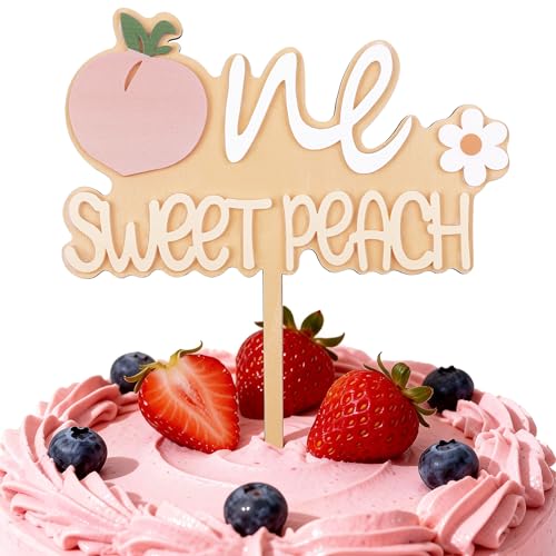 One Sweet Peach Cake Topper - Wooden & Acrylic for 1st Birthday