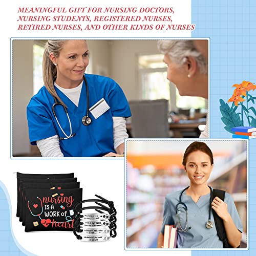 Stylish Nurse Appreciation Gifts Set - 8 Makeup Bags & 8 Bracelets for Nurses, Graduation, Nursing Week