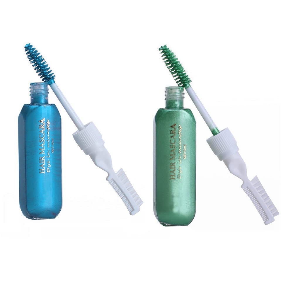 Temporary Hair Color Mascara - Washable Non-Toxic Hair Dye Stick | Blue & Green Shades