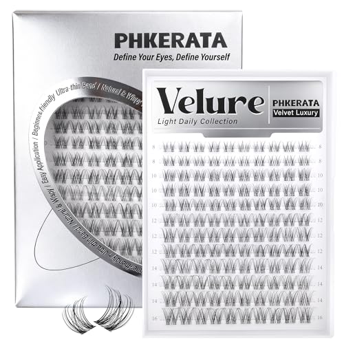 PHKERATA Velure Wispy Lash Clusters - DIY Ultra-Light Extensions, 120Pcs, 8-16mm