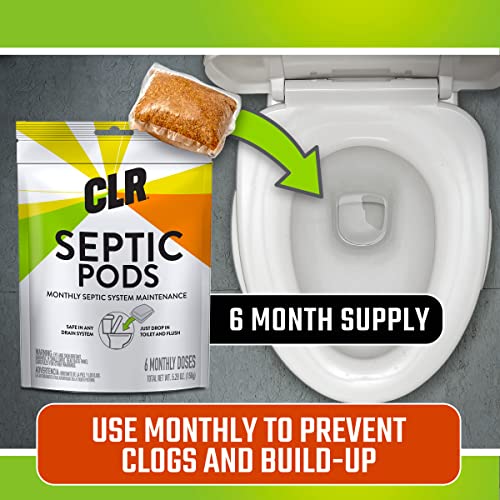 CLR Septic System Treatment Pods - 6 Month Supply for Clogs & Odors