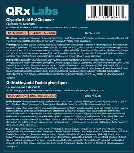 QRxLabs Glycolic Acid Face & Body Wash - 5% AHA Cleanser 6oz