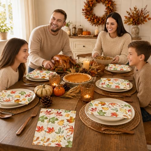 Fall Leaf Paper Napkins - 100pcs Decorative Hand Towels