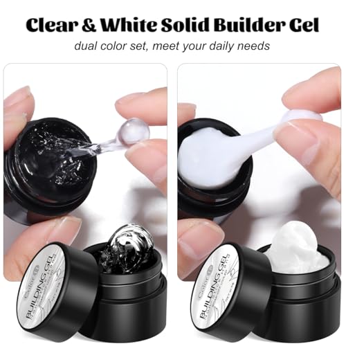 Fcozpjk 3D Sculpting Gel Kit - Clear & White Hard Gel for Nails