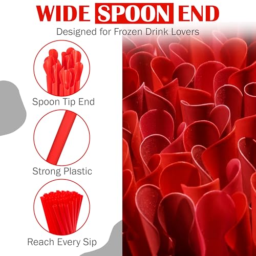 Concession Essentials 10" Red Spoon Straws - Pack of 200 for Frozen Drinks