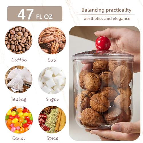 47oz Clear Plastic Candy Jar with Lid - Airtight Storage for Cookies & Coffee