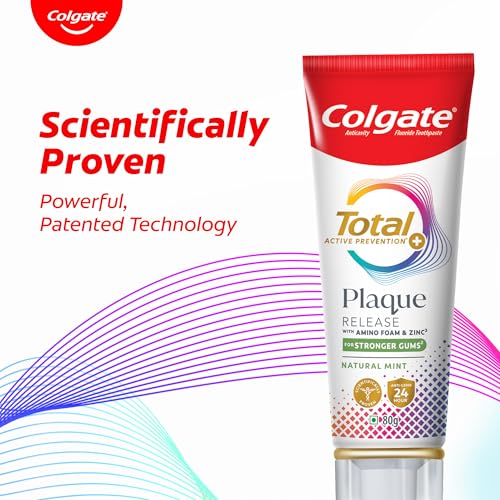 Colgate Total Plaque Release Toothpaste with Amino Foam & Zinc - Natural Mint, 80g