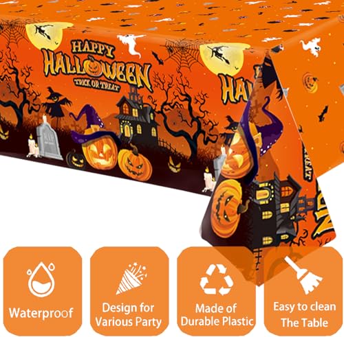 OQOQ Halloween Tablecloth Set - 3 Packs, 108x54 Inches, Orange