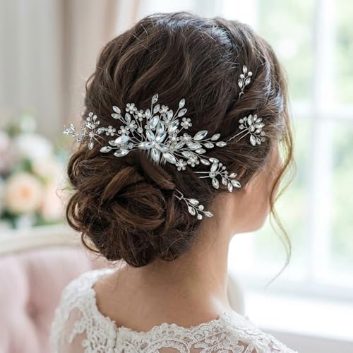 Miskate 6-Piece Bridal Hair Accessory Set: Pearl & Rhinestone Pins & Comb