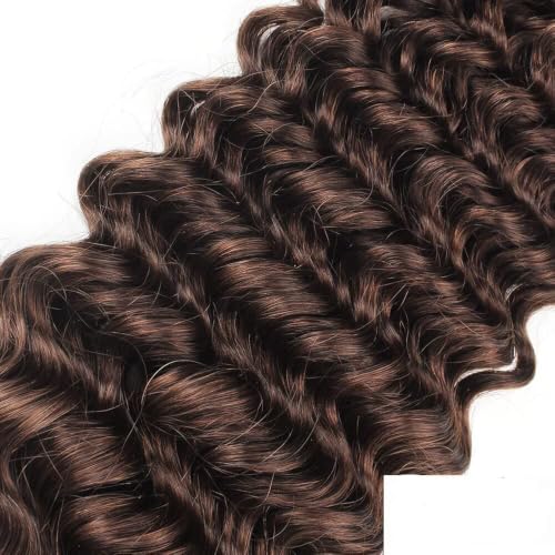 Xddnamei 300g Virgin Human Hair Bundles #4 Chocolate D Deep Wave - 10, 12, 14 Inch