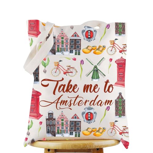 Take Amsterdam TG Travel Cosmetic Bag - Netherlands Souvenir, Waterproof Cotton Pouch