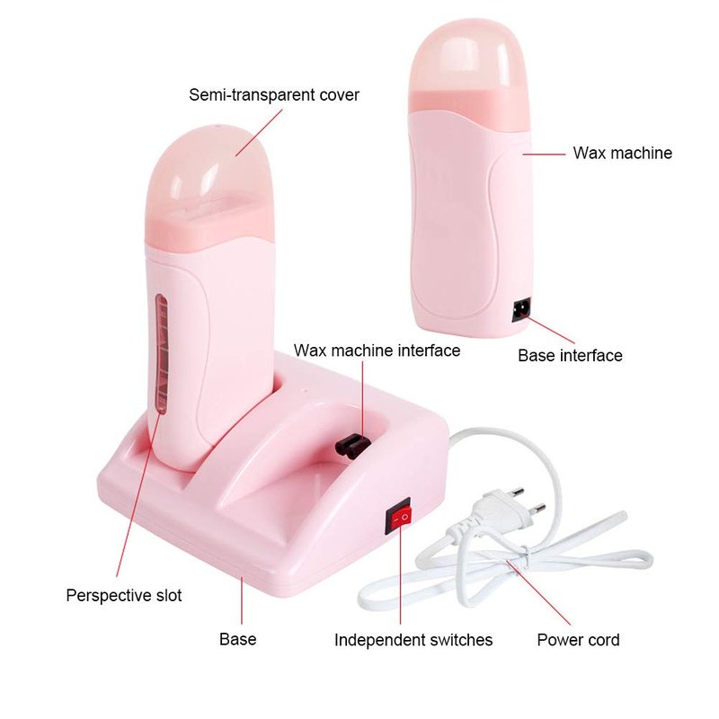 FILFEEL Roll On Wax Warmer with Double Cartridges, Professional Hair Removal Wax Heaters Hair Roller Epilator Wax Machine for Hair, Leg, Face, Armpit, Bikini, Eyebrow, Brazilian- (220V EU Plug)