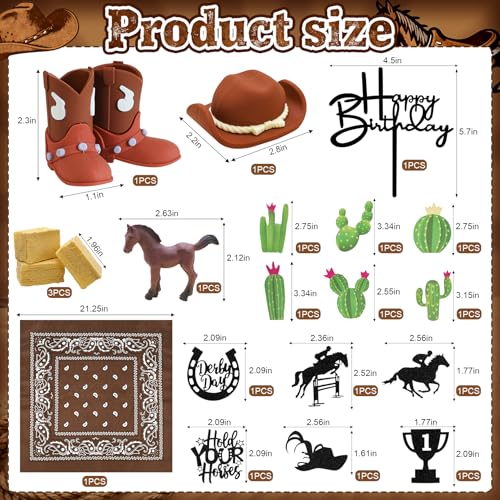 21-Piece Cowboy Cake Decorations Set for Birthday & Baby Showers