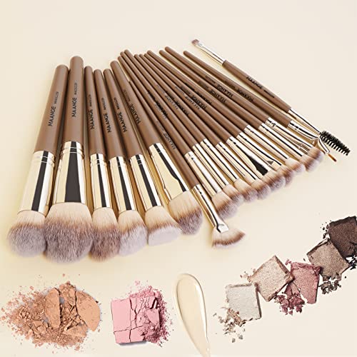 MAANGE 18-Piece Professional Makeup Brush Set - Soft Synthetic Brushes for Foundation & Eyes