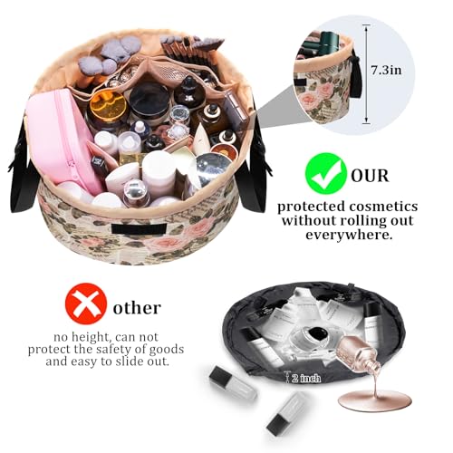 TAPMEI Large Lay-Flat Drawstring Makeup Bag - Waterproof Travel Organizer