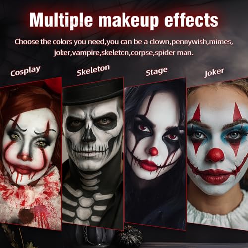 VPCRT6 Halloween Face Paint Kit White Black Red 3PCS Sponge & Brush - Variation 1