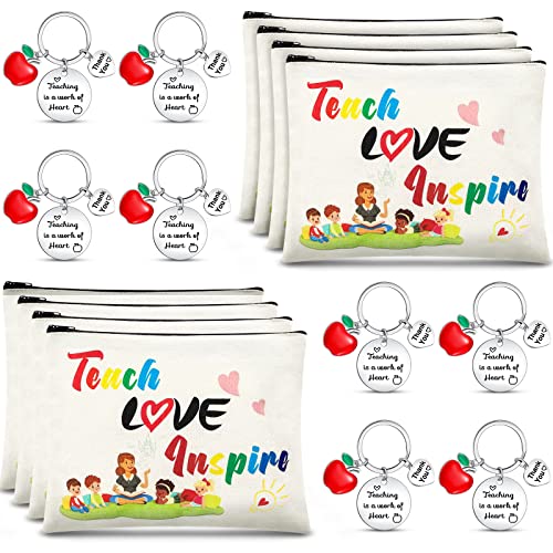 MTLEE 16-Piece Teacher Appreciation Gift Set with Makeup Bags & Keychains