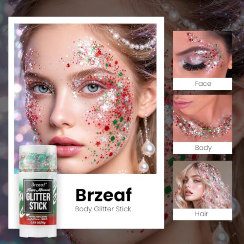 Brzeaf Christmas/Halloween Body Glitter Stick, Shimmery& Long