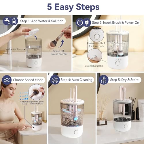 Luslife Electric Makeup Brush Cleaner Machine with USB Rechargeable Battery