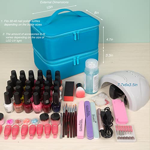 ButterFox Sky Blue Nail Polish Carrying Case - Holds 60 Bottles & Manicure Tools