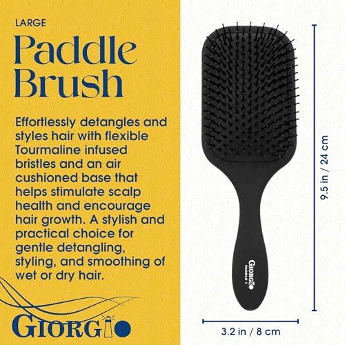 Giorgio Professional Paddle Hair Brush with Tourmaline Ion Bristles