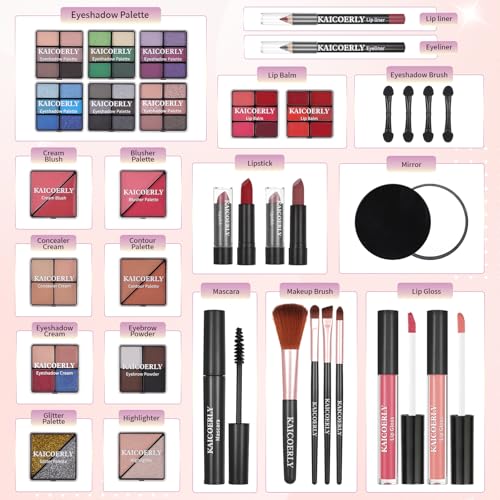 KAICOERLY Professional Makeup Kit with Reusable Travel Case