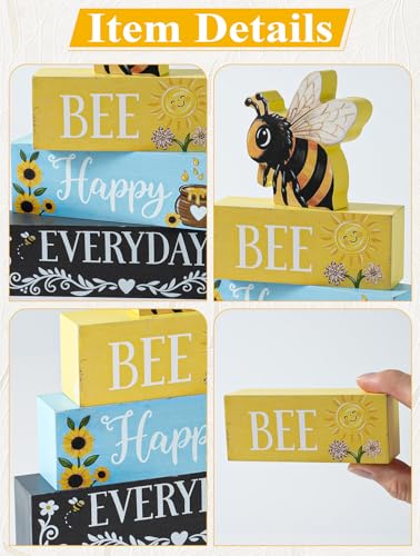 Bee Wooden Tabletop Decor - Bee Happy Everyday Sign for Home