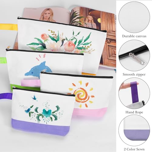 XS Multicolor Cotton Canvas Makeup Bag - 10 Pack, DIY Travel Pouch