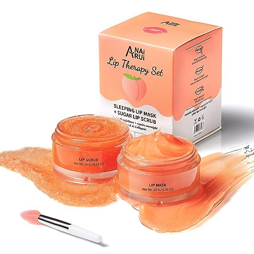 ANAI RUI Peach Lip Scrub & Lip Mask Set for Moisturizing Care