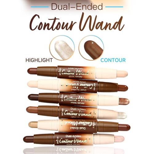 odkpoaaa 2-in-1 Dual-End Contour & Highlighter Stick - Fair, Waterproof Makeup