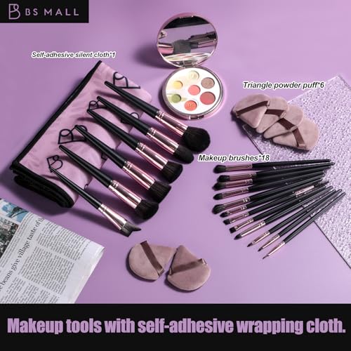 BS-MALL 25-Piece Makeup Brush Set with Travel Storage Bag & Triangle Puff