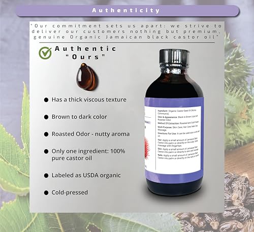 Organic Jamaican Black Castor Oil - Cold-Pressed & Hexane-Free (4 Fl Oz)